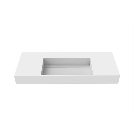 Castello Usa Juniper 48” Solid Surface Wall-Mounted Bathroom Sink in White with No Faucet Hole CB-GM-2056-48-NH